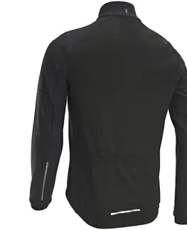 bundy a vesty Pánska zimná cyklistická bunda RC100 s dlhým rukávom čierna