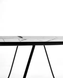 Konferenčné stolíky HALMAR Nubira okrúhly konferenčný stolík biely mramor / čierna
