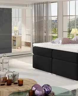 Postele NABBI Beneto 180 čalúnená manželská posteľ s úložným priestorom čierna (Soft 11)