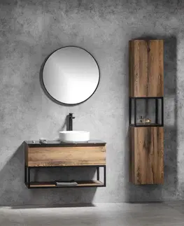 Kúpeľňa SAPHO - SKARA skrinka 35x171x32cm, 2x dvierka, ľavá/pravá, čierna mat/dub Collingwood CG010-1919