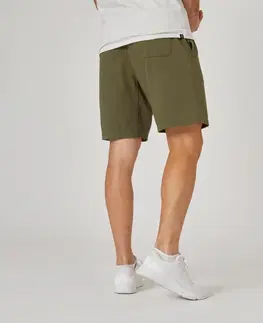 nohavice Pánske šortky 500 na fitness kaki