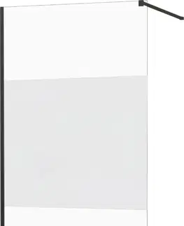 Sprchové dvere MEXEN/S - KIOTO Sprchová zástena WALK-IN 130x200 cm 8 mm, čierna, Transparent/matné sklo 800-130-101-70-35