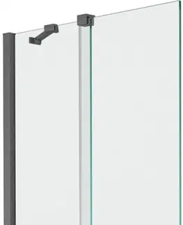 Sprchové dvere MEXEN/S - Velar Dvojkrídlová posuvná vaňová zástena 80 x 150 cm, transparent, šedá kartáčovaná 896-080-000-01-66