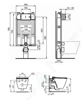 Kúpeľňa IDEAL STANDARD - ProSys Set predstenovej inštalácie, klozetu a sedadla Strada II, tlačidla Oleas M1, Aquablade, SoftClose, biela ProSys80M SP100