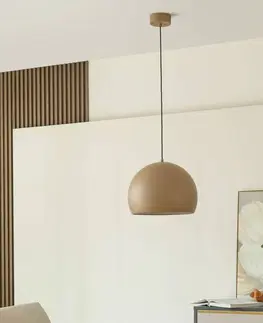 Závesné svietidlá Lucande Lucande Lythara LED svietidlo svetlohnedá Ø 40 cm