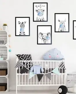 Obrazy do detskej izby Obraz na stenu - Nosorožec s modrou bublinou