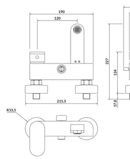 Kúpeľňové batérie CERSANIT - Nástenná vaňová batéria CREA, páková, chróm S951-304