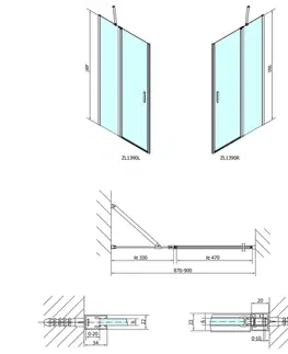 Sprchovacie kúty POLYSAN - ZOOM sprchové dvere 900, číre sklo ZL1390