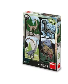 Hračky puzzle DINO - Jurský svet 4X54 doskové puzzle
