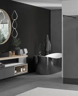 Sprchové dvere MEXEN/S - KIOTO samostatne stojaca sprchová zástena 110 x 200, grafit, čierna 800-110-002-70-40