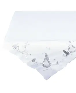 Obrusy Forbyt Vianočný obrus Škriatkovia biela, 35 x 35 cm