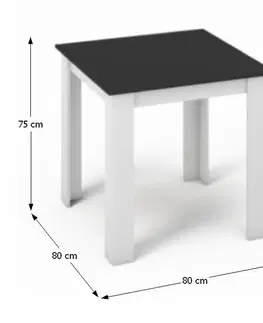 Jedálenské stoly Jedálenský stôl 80x80 KRAZ Tempo Kondela Čierna / biela