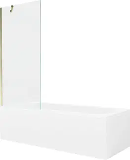 Sprchové dvere MEXEN/S - Vega obdĺžniková vaňa 160 x 70 cm s panelom + vaňová zástena 80 cm, transparent, zlatá 550116070X9508000050