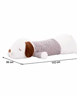 Plyšové hračky Plyšový psík, biela/hnedá/sivý pásik, 112cm, KINGO typ 3