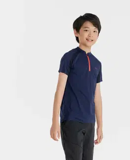 nohavice Detské turistické tričko MH550 od 7 do 15 rokov modré