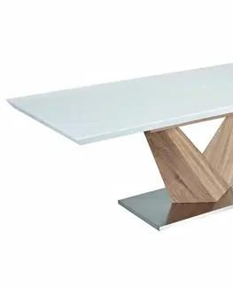 Jedálenské stoly ALARIS jedálenský rozkladací stôl 160, biela/biely lesk