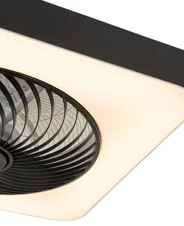 Stropne ventilatory Inteligentný stropný ventilátor štvorcový čierny vrátane LED stmievateľného - Climo