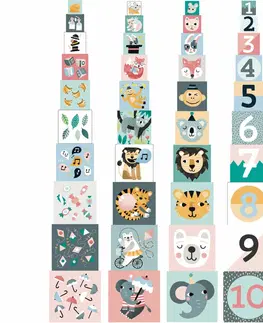Drevené hračky Vilac skladacie kocky zvieratká s číslami