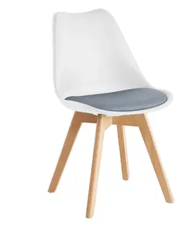 Stoličky Stolička, biela/sivá/buk, BALI 2 NEW