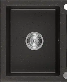 Kuchynské drezy MEXEN MEXEN - Andres granitový drez 1.5 s odkvapkávačom 1000x500 mm, čierna / zlatá kovová 6515101510-75