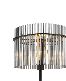 Stojacie lampy Globo Stojacia lampa Gorley, výška 152 cm, dymovo sivá, sklo/kov
