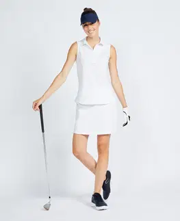 dresy Dámska golfová polokošeľa bez rukávov WW 500 biela