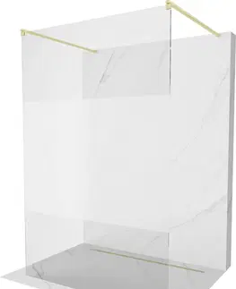 Sprchové dvere MEXEN/S - Kioto samostatne stojaca sprchová zástena 120 x 200, transparent/dekor 8 mm, zlatko kartáčovaná 800-120-002-55-35