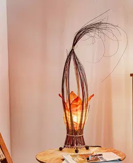 Stolové lampy Woru Stolová lampa Elena s oranžovým látkovým tienidlom