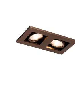 Zapustene svietidla Zapustené bodové svietidlo tmavé bronzové obdĺžnikové 2-svetlé - Qure