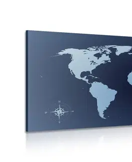 Obrazy mapy Obraz mapa sveta v odtieňoch modrej