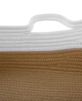 Úložné boxy TEMPO-KONDELA SABI, pletený kôš, biela/prírodná, 60x12,5 cm