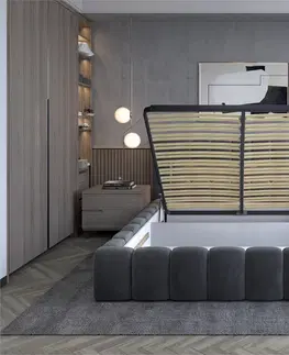 Postele NABBI Lamia KUP 160 čalúnená manželská posteľ s roštom sivá
