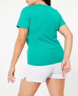 tričká Dámske tričko na fitnes 500 s výstrihom do V zelené