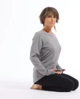 mikiny Dámske tričko na jogu s dlhým rukávom z biobavlny sivé