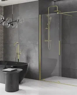Sprchovacie kúty MEXEN/S - Velár sprchovací kút 160 x 80, transparent, zlatá kartáčovaná 871-160-080-01-55