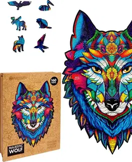 Hračky puzzle PUZZLER - Drevené Farebné Puzzle - Majestátný Vlk