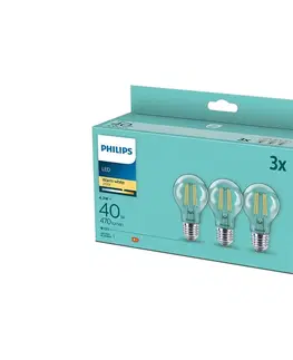 LED osvetlenie Philips SADA 3x LED Žiarovka VINTAGE Philips E27/4,3W/230V 2700K 