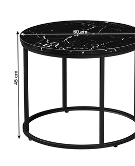 Konferenčné stolíky KONDELA Gagin okrúhly konferenčný stolík čierny mramor / čierna
