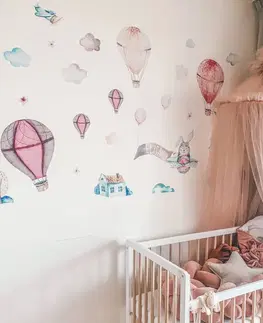Nálepky na stenu Samolepiace Balóny v ružovom s menom dieťaťa
