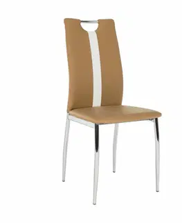 Stoličky Stolička, béžová/biela, ekokoža/chróm, SIGNA