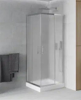 Vane MEXEN/S - Rio štvorcový sprchovací kút 80 x 80, mráz, chróm + vanička so sifónom Rio, biela 860-080-080-01-30-4510