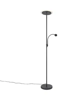 Stojace lampy Moderné stojace svietidlo čierne vrátane LED s čítacím ramenom - Chala