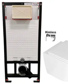 Záchody DEANTE Podstavný rám, pre závesné WC misy bez tlačidla + WC REA Carlo Mini Basic Rimlesss + SEDADLO CST_WC01 X CB1