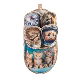 Drobné dekorácie a doplnky Sada papučiek pre hostí Mačky, 4 páry