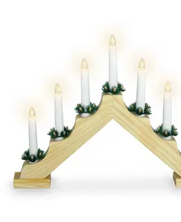 Vianočné dekorácie Vianočný svietnik Candle Bridge hnedá, 7 LED