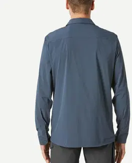 mikiny Pánska trekingová košeľa Travel 900 s dlhým rukávom s UV ochranou sivá
