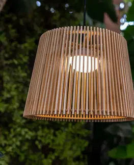 Vonkajšie závesné svietidlá Newgarden Newgarden Okinawa LED svietidlo na batérie bambus