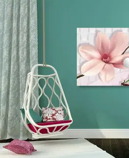 Obrazy kvetov Obraz magnólia s abstraktnými prvkami