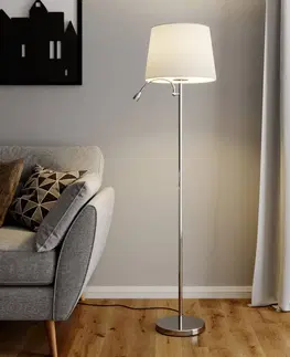 Stojacie lampy Lindby Benjiro - látková stojaca lampa s LED na čítanie