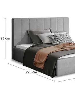 Postele NABBI Ante 200 čalúnená manželská posteľ s roštom svetlosivá